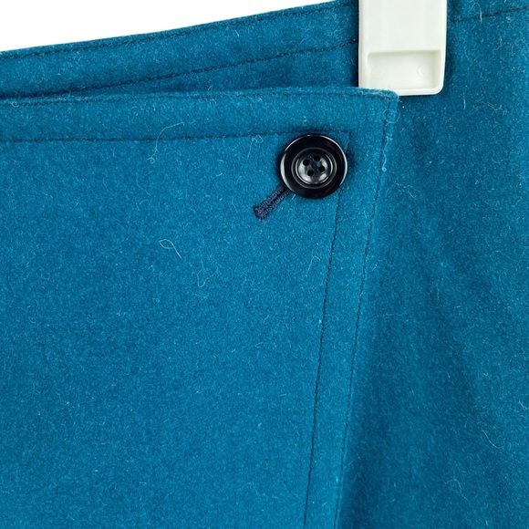 Ann Taylor LOFT Wool Blend Mini Wrap Skirt A-line Asymmetrical Teal Sz 4 - Picture 7 of 10
